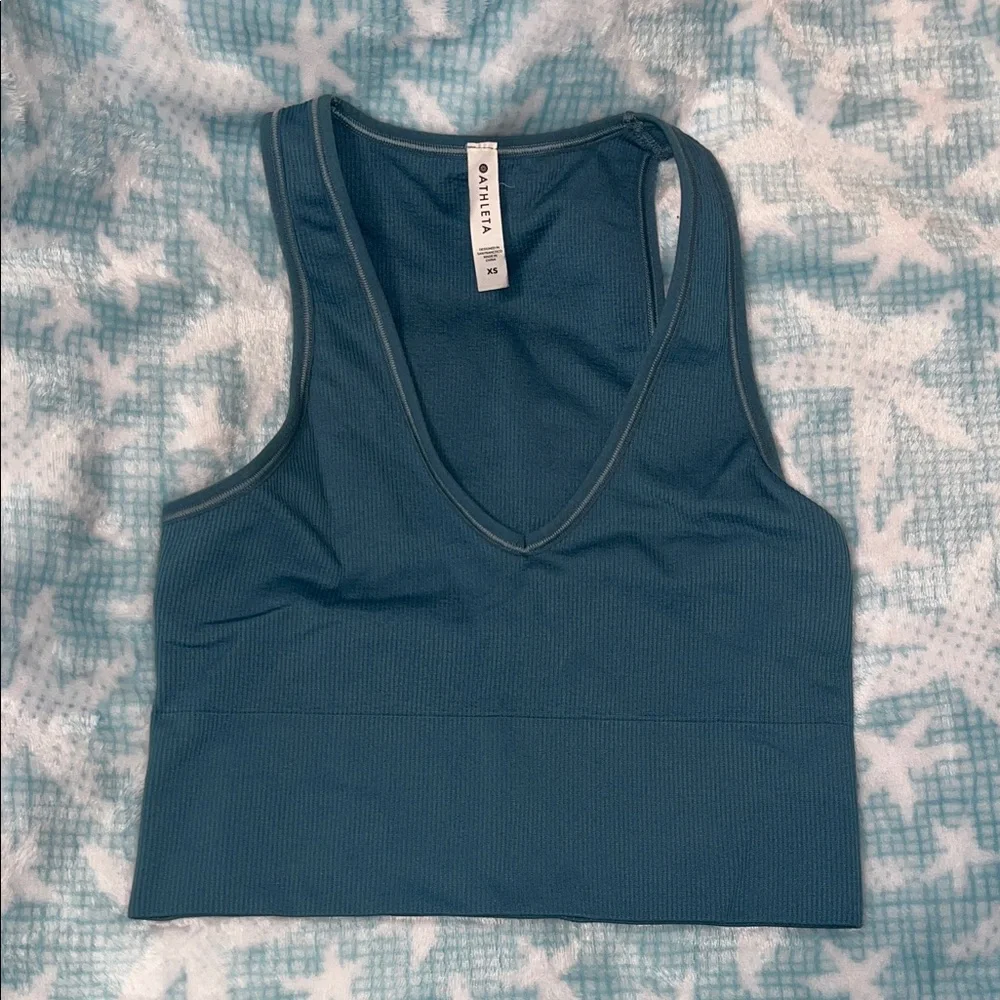 Athleta Blue Ribbed Top - Picture 4 of 4